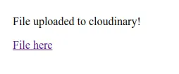 Página de respuesta de formulario para subir archivos a cloudinary